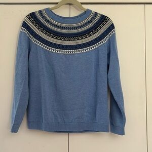 Exquisite Fair-Isle blue Talbots sweater. Size Medium